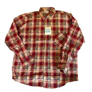 Repage Vintage Red Yellow Gray Plaid Flannel Button Down Shirt Cotton Men XL NEW